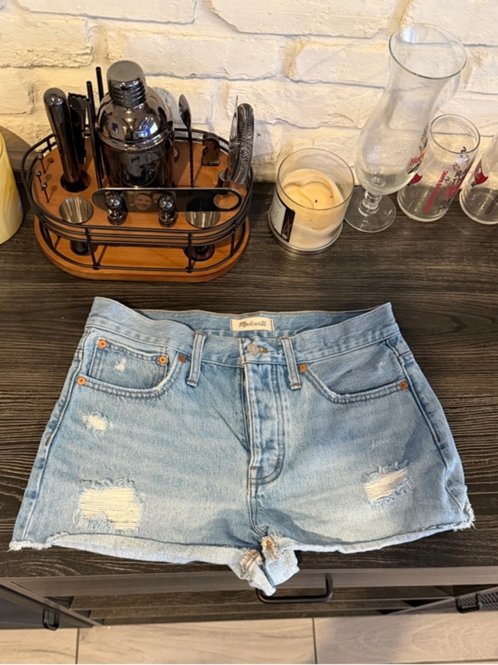 Madewell Light Blue Distressed Denim Jean Shorts